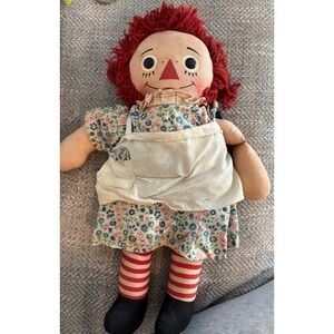 Vintage Knickerbocker Raggedy Ann 15" Doll Classic Cloth Rag Doll "I Love You"